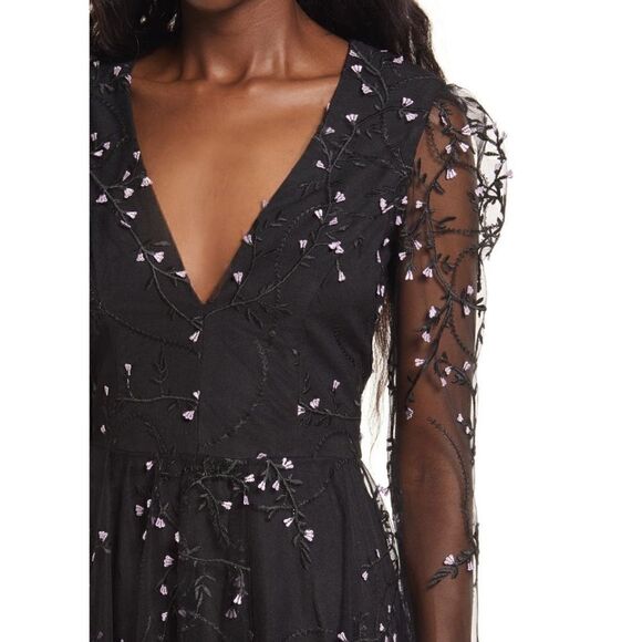 HELSI Ella Embroidered Long Sleeve Deep V-Neck Midi Dress, Black, XL, 12/14, NWT - Picture 14 of 17